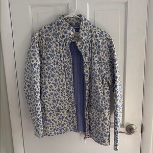 Quilted Floral Jacket - Blue/Cream